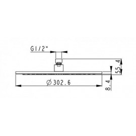 Верхний душ Rodos 012CP R300mm, круглый