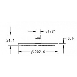 Верхний душ Rodos 004CP R200mm, круглый