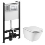 Комплект: GAP Rimless унитаз подвесной, ACTIVE инсталляция для унитаза, ACTIVE кнопка, GAP сиденье твердое, с микролифтом