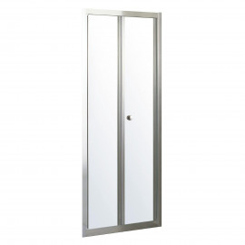 Дверь bifold 90*195, профиль хром, стекло прозрачное 5мм