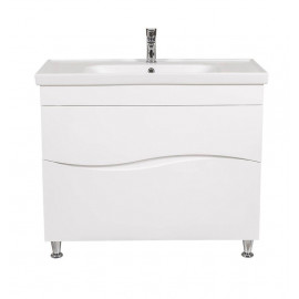 Тумба Альфа напольная 100 см белая с умывальником Frame