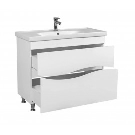 Тумба Альфа напольная 100 см белая с умывальником Frame