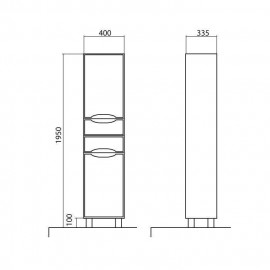 Пенал Венеция напольный 40 см Белый c корзиной для белья (правый)