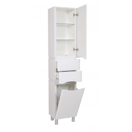 Пенал Венеция напольный 40 см Белый c корзиной для белья (правый)