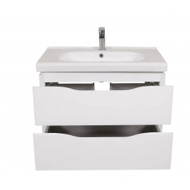 Тумба Венеция консольная 80 см Белая с умывальником Сити