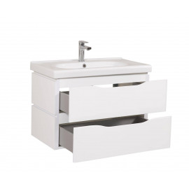 Тумба Венеция консольная 80 см Белая с умывальником Сити