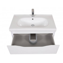 Тумба Венеция консольная 80 см Белая с умывальником Сити