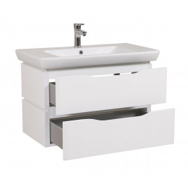 Тумба Венеция консольная 85 см Белая с умывальником Порто