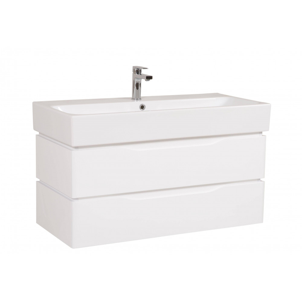 Тумба Венеция консольная 100 см Белая с умывальником Пинто