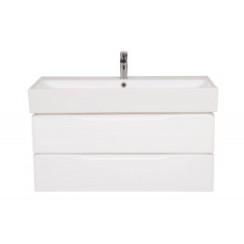 Тумба Венеция консольная 100 см Белая с умывальником Пинто