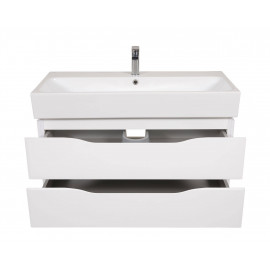 Тумба Венеция консольная 100 см Белая с умывальником Пинто