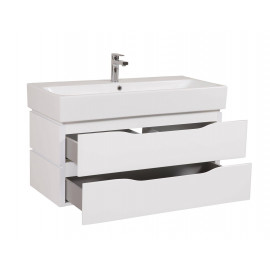 Тумба Венеция консольная 100 см Белая с умывальником Пинто