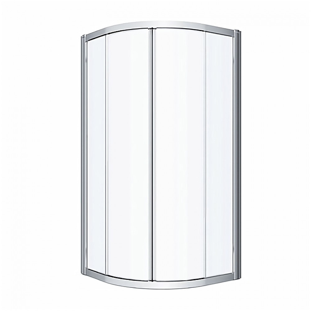 GEO душевая кабина 90см, полукруглая, двери раздвижные, прозрачное стекло, серебристый блеск, с покрытием  Reflex