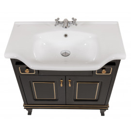 Тумба Беатриче 80 см черный патина золото с умывальником Нью Классик (позиция &quot;под заказ&quot;)