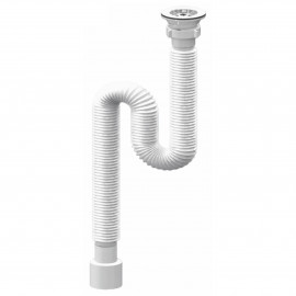 Сифон для умывальника, гофровый, с разборным выпуском, сетка выпуска Ø65 мм, гофра Ø40/50 мм, 400-1200 мм