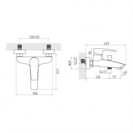 Смеситель для ванны Lal 9FA123B99N10