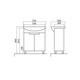 Тумба Квадро 55 см с умывальником