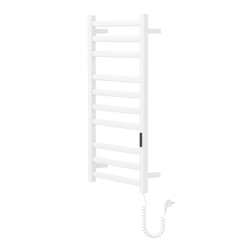 i-HEAT полотенцесушитель электро, 120W, 500*900мм, AISI 304, 10п. (3-4-3) полуовал, стойки квадрат, таймер, терморегулятор, белый глянец, правый