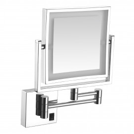 Зеркало квадратное с подсветкой, механическое включение, подвесное, cromo