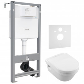 Комплект: 5684HR01 ARCHITECTURA унитаз 37*53см подвес, DirectFlush,  с сиденьем Slow closing+212010 VOLLE MASTER EVO инстал для унитаза 3в1 (инсталляц