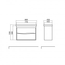 Тумба Альфа консольная 80 см белая c умывальником Frame