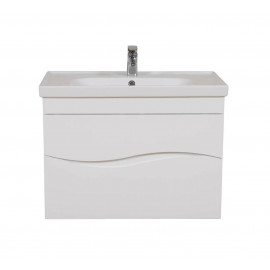 Тумба Альфа консольная 80 см белая c умывальником Frame