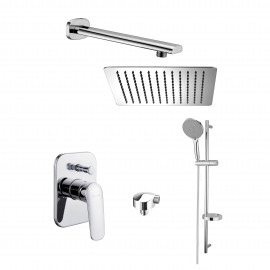 IMPRESE система душевая, скрытый монтаж, смеситель PRAHA new, верхний душ 300х300мм, штанга NETKA (SQ300SS2+9014003+SH01-300B+VR-10030(Z)+HC01), хром