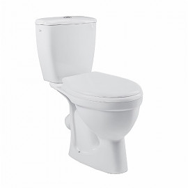 ANTISPLASH компакт напольный, косой выпуск, сливной бачок 3/6л, нижний подвод, сиденье полипропилен (укр.)