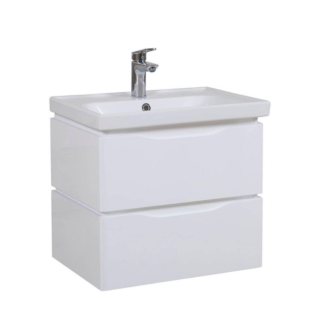 Тумба Венеция консольная 60 см Белая с умывальником Frame