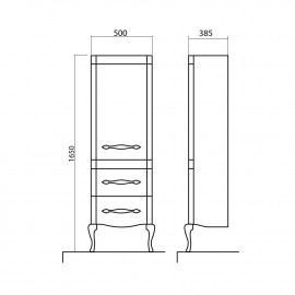 Пенал Роял 50 см белый цвет (R)  патина серебро