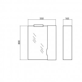 Зеркало Родорс 55 см с пеналом справа (без подсветки)