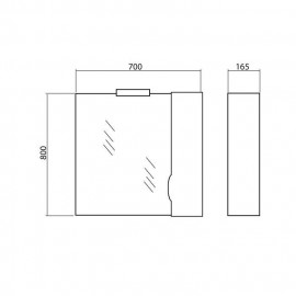 Зеркало Родорс 70 см с пеналом справа (без подсветки)