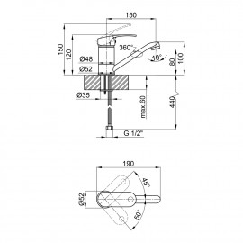 Смеситель для кухни Qtap Mars СRM 002M 150 мм