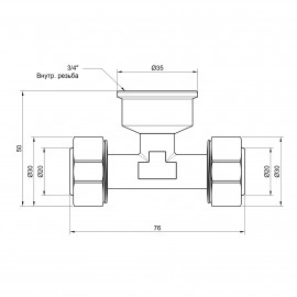 Тройник обжимной SD Plus 20х3/4