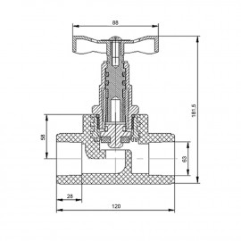 Кран PPR Blue Ocean вентильный 63