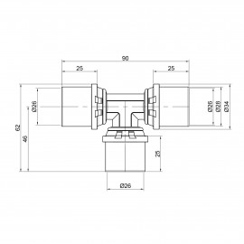 Тройник пресс Icma 26х26х26 №406