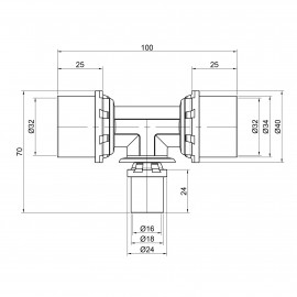 Тройник пресс Icma 32х16х32 №406