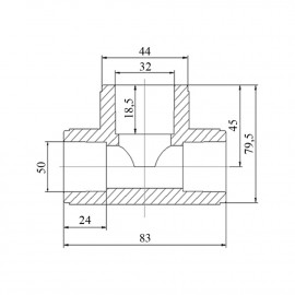 Тройник PPR Blue Ocean 50х32х50 редукционный
