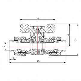 Кран шаровой Blue Ocean 25, универсальный