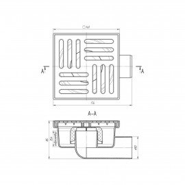 Трап ANI Plast TA5110 горизонтальный с пластиковой решеткой 150х150