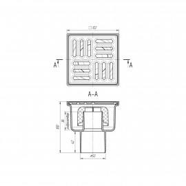 Трап ANI Plast TA5202 вертикальный с нержавеющей решеткой 100х100