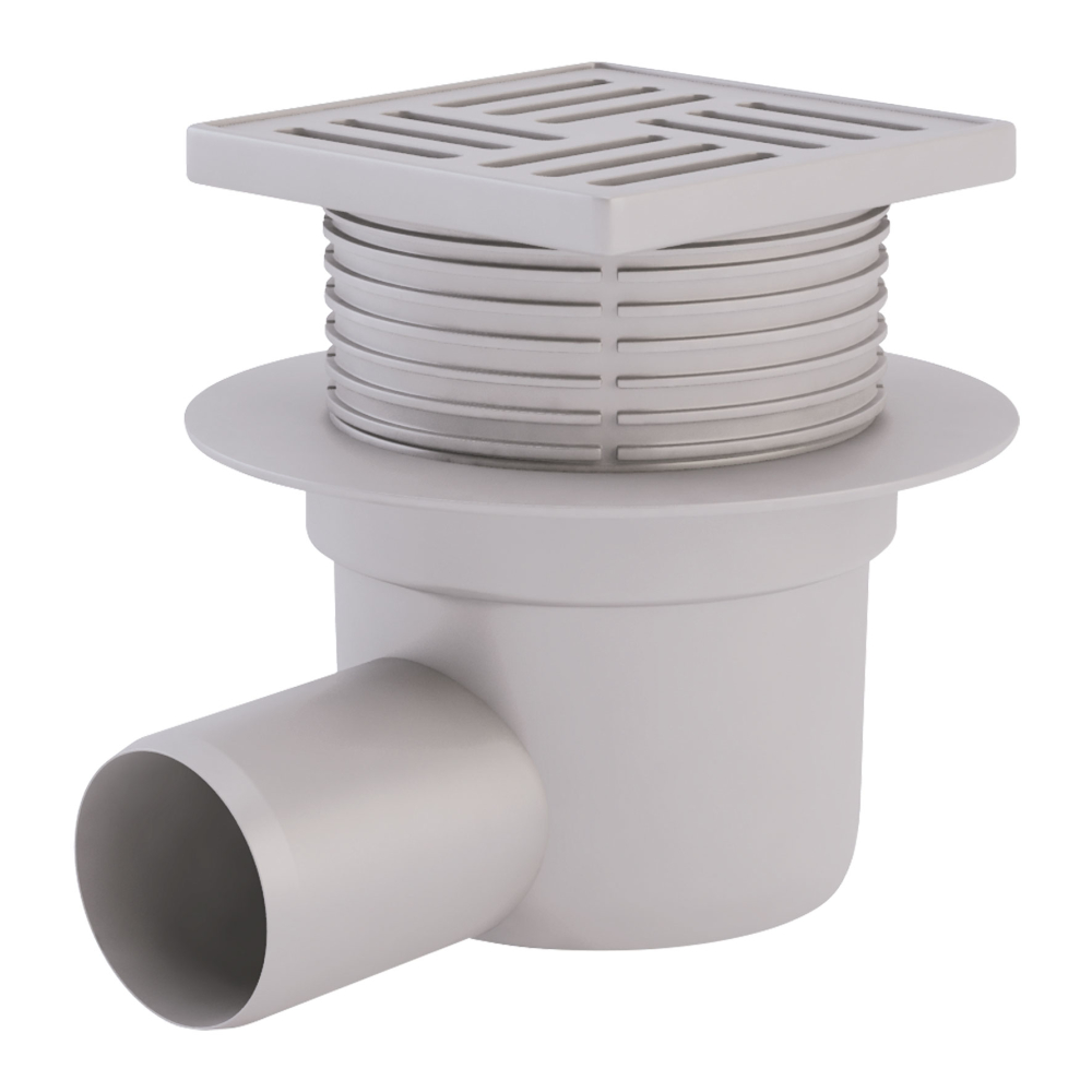 Трап ANI Plast TA5604 горизонтальный с пластиковой решеткой 100х100