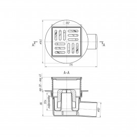 Трап ANI Plast TA5604 горизонтальный с пластиковой решеткой 100х100