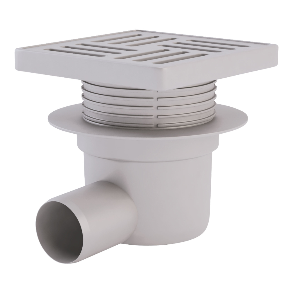 Трап ANI Plast TA5610 горизонтальный с пластиковой решеткой 150х150