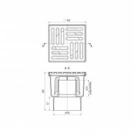 Трап ANI Plast TA1212 вертикальный с нержавеющей решеткой 150х150