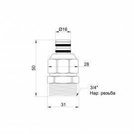 Переходник обжимной Icma 16х3/4