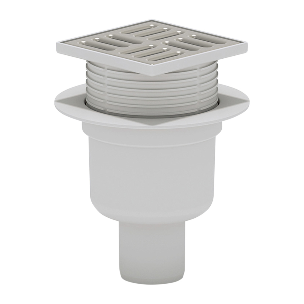 Трап ANI Plast TA5702 вертикальный с нержавеющей решеткой 100х100