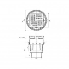Трап ANI Plast TA1712 вертикальный с нержавеющей решеткой 150х150