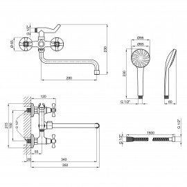 Смеситель для ванны Lidz (CRM) 75 21 140S New