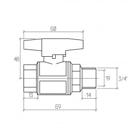 Кран шаровой Rastelli Goal 3/4